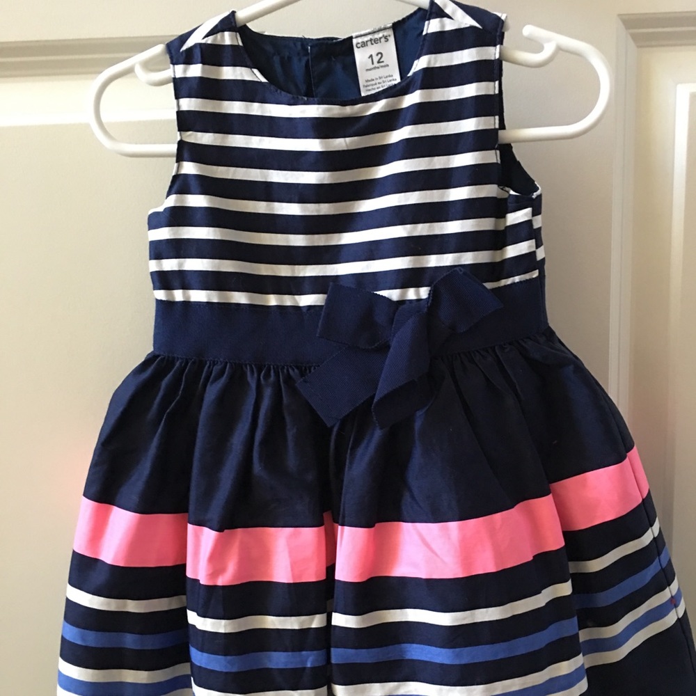 Baby Girl’s Blue, Pink & White Dress — 12 months